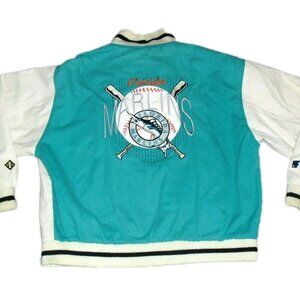 Florida Marlins Vintage 90s Mens #1 Apparel Buttom Up Coat Jacket Sz. Large Mlb